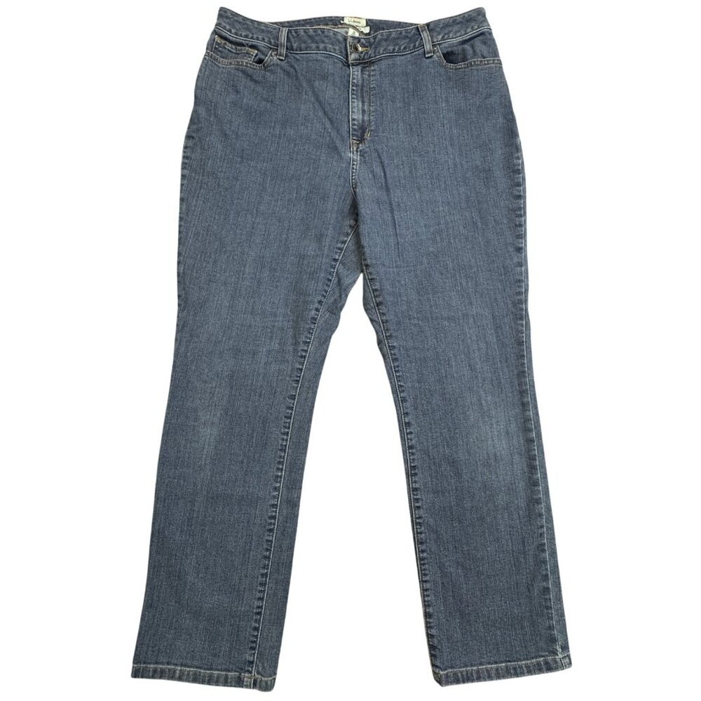 LL Bean Womens Size 18 Reg Blue Denim Classic Fit Jeans Straight Leg High Rise